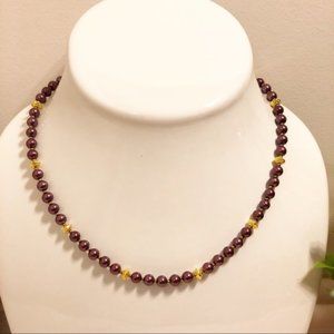 Swarovski Purple Pearl & Gold Tone Bead Necklace